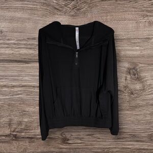 Rae Mode - Black Half-Zip Women’s Thin Hoodie with Pockets Sz XL